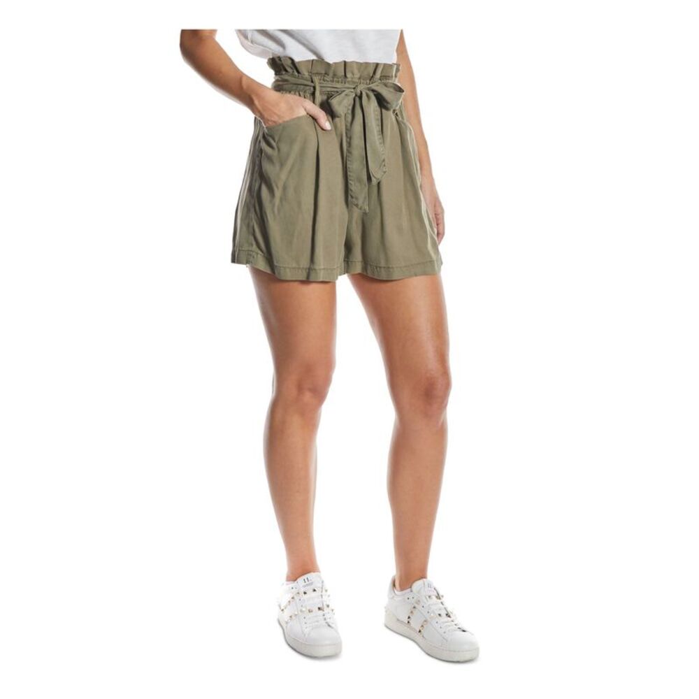 NWT OAT Womens Green Paperbag Waist Tie-belt Pull-on High Waist Shorts XL